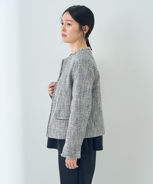 YECCA VECCA（イェッカヴェッカ）の「ツイードジャケット（ノーカラージャケット・レディース・ネイビー/その他6・L/M）」の5枚目の写真