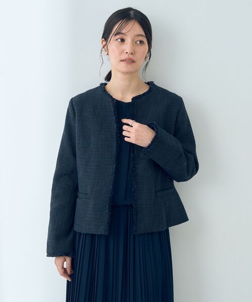 YECCA VECCA（イェッカヴェッカ）の「ツイードジャケット（ノーカラージャケット・レディース・ネイビー/その他6・L/M）」の18枚目の写真