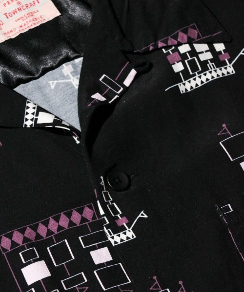 50s～ タウンクラフト ビンテージ オープンカラーシャツ ボックス 総柄 M セール】TOWNCRAFT / タウンクラフト 50S ROCKABILLY SHIRTS 総