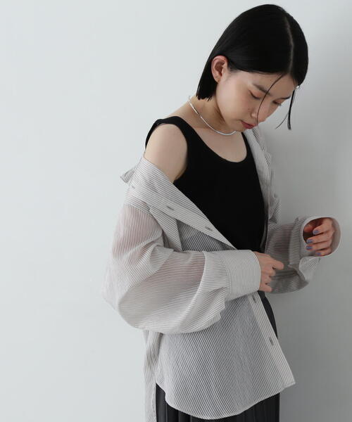 N.(N. Natural Beauty Basic)(エヌエヌナチュラルビューティーベーシック)の「シアートリムタンクトップ(タンクトップ・レディース・ベージュ/ブラック/オフホワイト・MEDIUM)」の21枚目の写真