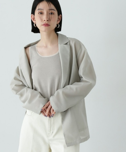 N.(N. Natural Beauty Basic)(エヌエヌナチュラルビューティーベーシック)の「シアートリムタンクトップ(タンクトップ・レディース・ベージュ/ブラック/オフホワイト・MEDIUM)」の3枚目の写真