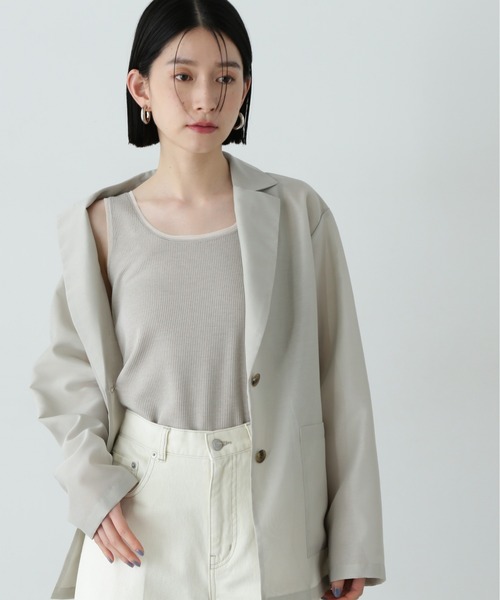 N.(N. Natural Beauty Basic)(エヌエヌナチュラルビューティーベーシック)の「シアートリムタンクトップ(タンクトップ・レディース・ベージュ/ブラック/オフホワイト・MEDIUM)」の15枚目の写真