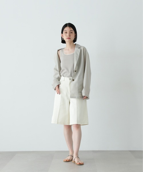 N.(N. Natural Beauty Basic)(エヌエヌナチュラルビューティーベーシック)の「シアートリムタンクトップ(タンクトップ・レディース・ベージュ/ブラック/オフホワイト・MEDIUM)」の17枚目の写真