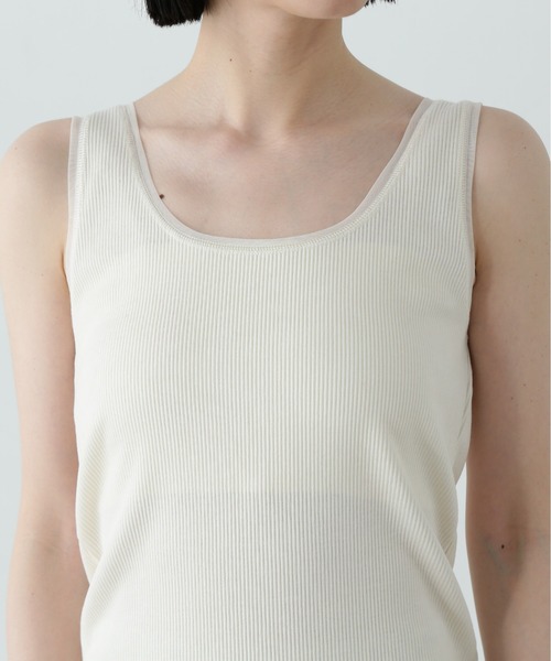N.(N. Natural Beauty Basic)(エヌエヌナチュラルビューティーベーシック)の「シアートリムタンクトップ(タンクトップ・レディース・ベージュ/ブラック/オフホワイト・MEDIUM)」の7枚目の写真