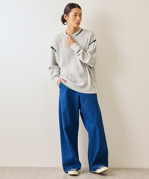 JUNRED（ジュンレッド）の「カラーステッチクルーニット（ニット/セーター・メンズ・ブラック/ライトグレー/ブルー系その他4・S/M/L）」の8枚目の写真