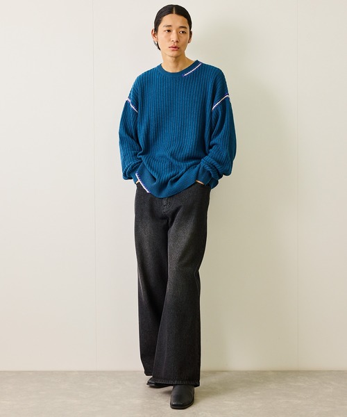 JUNRED（ジュンレッド）の「カラーステッチクルーニット（ニット/セーター・メンズ・ブラック/ライトグレー/ブルー系その他4・S/M/L）」の15枚目の写真