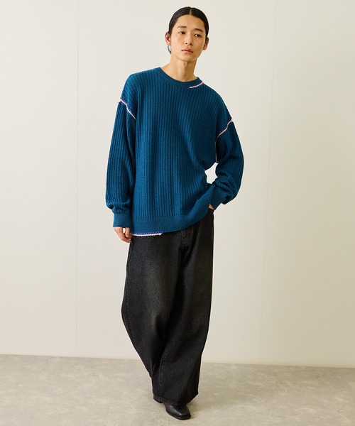 JUNRED（ジュンレッド）の「カラーステッチクルーニット（ニット/セーター・メンズ・ブラック/ライトグレー/ブルー系その他4・S/M/L）」の19枚目の写真