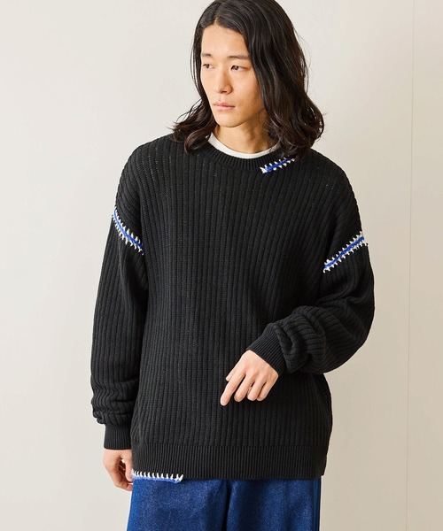JUNRED（ジュンレッド）の「カラーステッチクルーニット（ニット/セーター・メンズ・ブラック/ライトグレー/ブルー系その他4・S/M/L）」の21枚目の写真