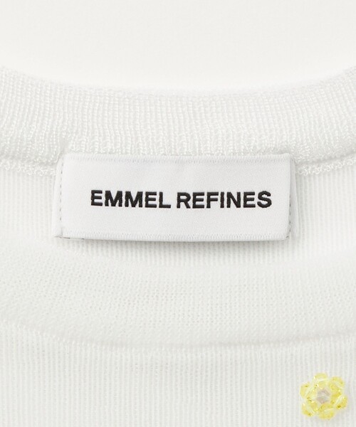 新品　EMMEL REFINES EMフラワービーズシアー プルオーバー　白 EMMEL REFINES＞EM フラワービーズ シアー プルオーバー（ニット