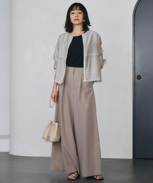 リヨセルナイロンワッシャー ノーカラーブルゾン（ブルゾン）｜ICB