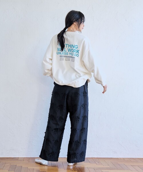 coen（コーエン）の「3Dフラワー刺繍 イージーワイドパンツ（その他パンツ・レディース・ロイヤルブルー/ブラック/オフホワイト・FREE）」の16枚目の写真