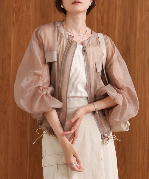 Bab（バブ）の「ドロストシアーブルゾン（ブルゾン・レディース・ブラック/ホワイト系その他/ピンク/ベージュ・M）」の3枚目の写真