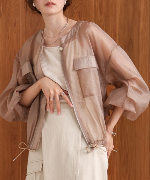 Bab（バブ）の「ドロストシアーブルゾン（ブルゾン・レディース・ブラック/ホワイト系その他/ピンク/ベージュ・M）」の5枚目の写真