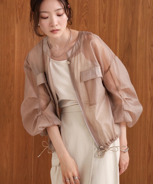 Bab（バブ）の「ドロストシアーブルゾン（ブルゾン・レディース・ブラック/ホワイト系その他/ピンク/ベージュ・M）」の7枚目の写真