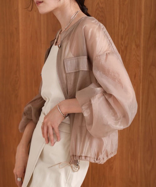 Bab（バブ）の「ドロストシアーブルゾン（ブルゾン・レディース・ブラック/ホワイト系その他/ピンク/ベージュ・M）」の8枚目の写真