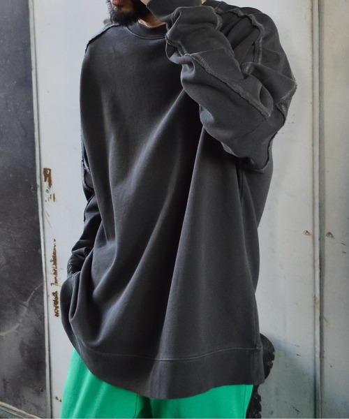 MODISH GAZE(モディシュガゼ)の「【MODISH GAZE】裏毛ピグメントラグランスウェット(CP)(スウェット・メンズ・ベージュ/チャコールグレー/グレー・FREE)」の18枚目の写真