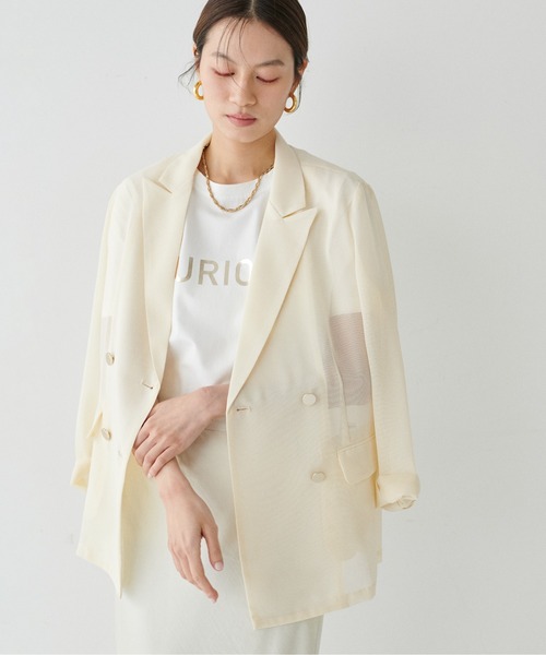 LARUTA（ラルータ）の「【LARUTA】メタル金釦メッシュジャケット（テーラードジャケット・レディース・モカ/アイボリー/ブラック・FREE）」の6枚目の写真