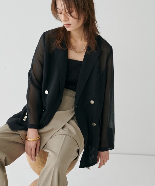 LARUTA（ラルータ）の「【LARUTA】メタル金釦メッシュジャケット（テーラードジャケット・レディース・モカ/アイボリー/ブラック・FREE）」の11枚目の写真