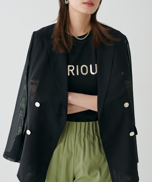 LARUTA（ラルータ）の「【LARUTA】メタル金釦メッシュジャケット（テーラードジャケット・レディース・モカ/アイボリー/ブラック・FREE）」の20枚目の写真