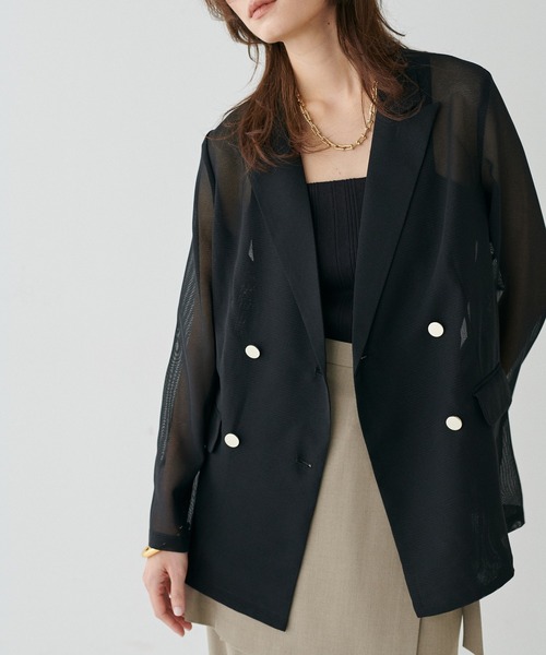 LARUTA（ラルータ）の「【LARUTA】メタル金釦メッシュジャケット（テーラードジャケット・レディース・モカ/アイボリー/ブラック・FREE）」の14枚目の写真