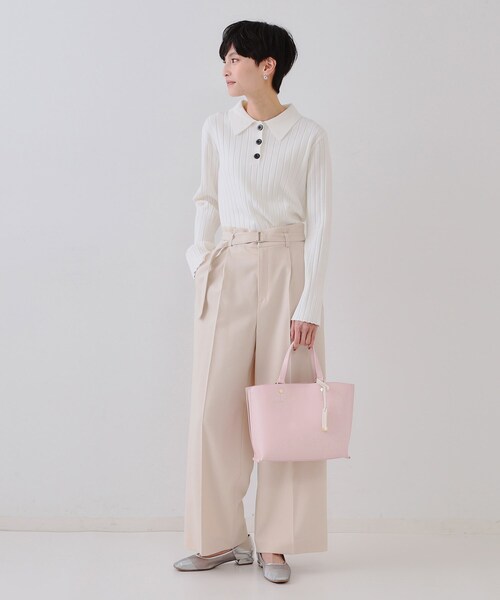 OPAQUE.CLIP（オペークドットクリップ）の「【2WAY】バイカラー3層ミドルトートバッグ（トートバッグ・レディース・ブラック系4/アイボリー系4/ピンク系9/ライトグレー系4/ベージュ系その他7/ブラウン系8・00）」の16枚目の写真