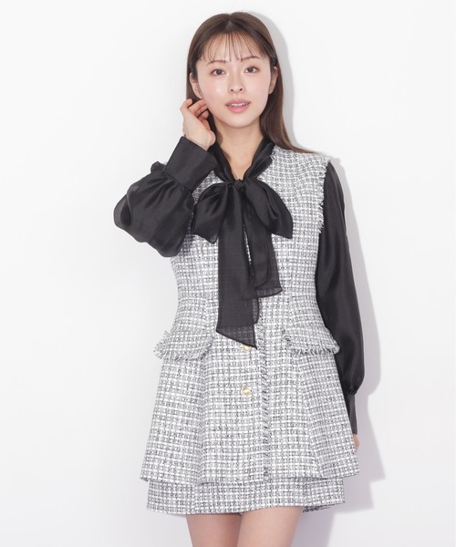 JILL by JILL STUART(ジルバイジルスチュアート)の「◇サマーツィードペプラムジレ(ベスト・レディース・ブラック/ホワイト・SMALL/MEDIUM)」の11枚目の写真