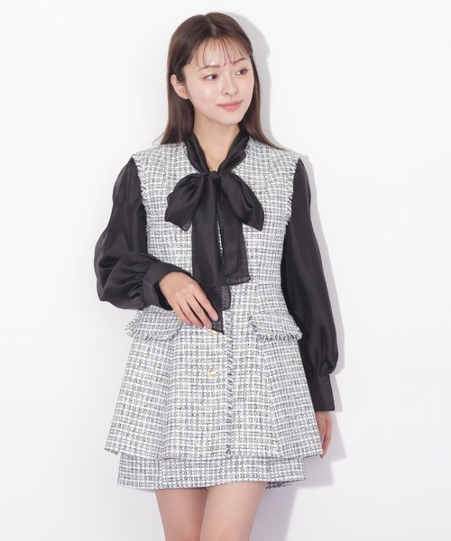JILL by JILL STUART(ジルバイジルスチュアート)の「◇サマーツィードペプラムジレ(ベスト・レディース・ブラック/ホワイト・SMALL/MEDIUM)」の9枚目の写真