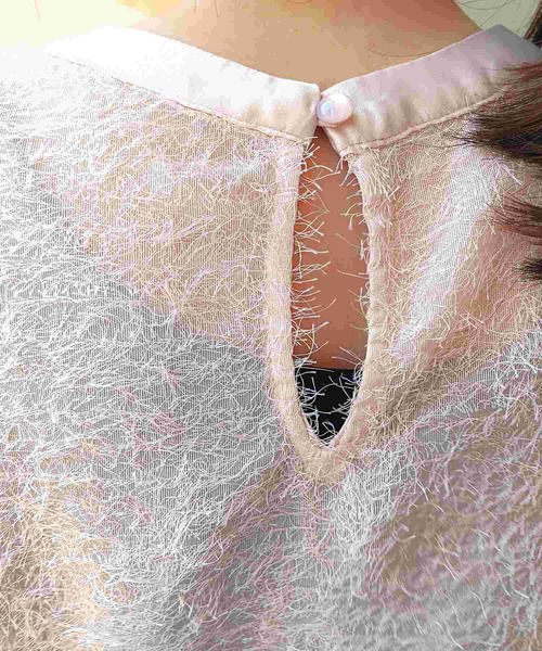 Q（キュー）の「シアーフリンジジョーゼットプルオーバー（Tシャツ/カットソー・レディース・アイボリー/ピンクベージュ・MEDIUM）」の16枚目の写真