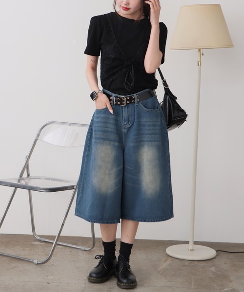 ROOPTOKYO(ループトウキョウ)の「レースビスチェ付き Tシャツ(Tシャツ/カットソー・レディース・ブラック/グレー/ホワイト・FREE)」の2枚目の写真