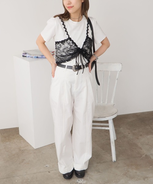 ROOPTOKYO(ループトウキョウ)の「レースビスチェ付き Tシャツ(Tシャツ/カットソー・レディース・ブラック/グレー/ホワイト・FREE)」の15枚目の写真