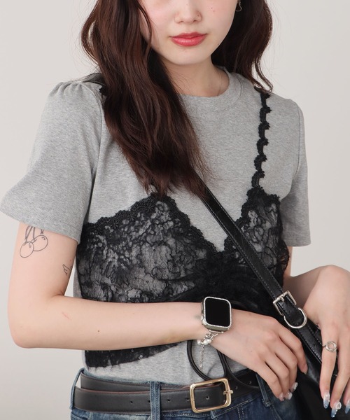 ROOPTOKYO(ループトウキョウ)の「レースビスチェ付き Tシャツ(Tシャツ/カットソー・レディース・ブラック/グレー/ホワイト・FREE)」の21枚目の写真