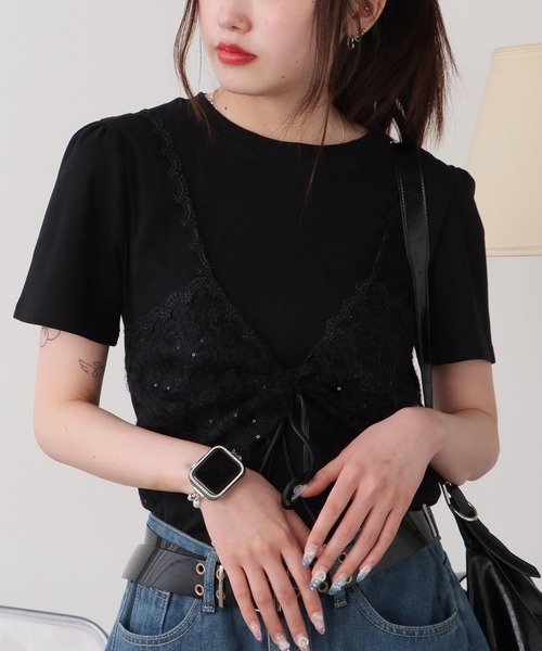 ROOPTOKYO(ループトウキョウ)の「レースビスチェ付き Tシャツ(Tシャツ/カットソー・レディース・ブラック/グレー/ホワイト・FREE)」の19枚目の写真