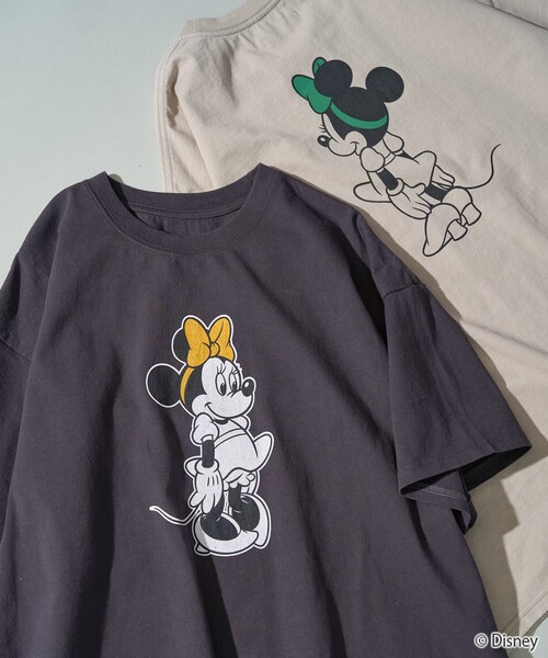 FREAK'S STORE（フリークスストア）の「限定展開　別注/Minnie Mouse/ミニーマウス　半袖 Tシャツ（Tシャツ/カットソー・レディース・オレンジ/オフホワイト/スミクロ/ライトベージュ・LARGE/SMALL/MEDIUM）」の2枚目の写真