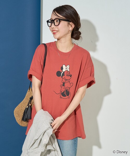 FREAK'S STORE（フリークスストア）の「限定展開　別注/Minnie Mouse/ミニーマウス　半袖 Tシャツ（Tシャツ/カットソー・レディース・オレンジ/オフホワイト/スミクロ/ライトベージュ・LARGE/SMALL/MEDIUM）」の4枚目の写真