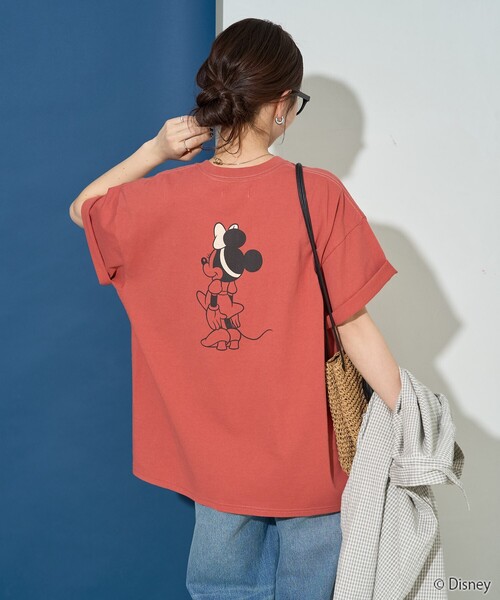 FREAK'S STORE（フリークスストア）の「限定展開　別注/Minnie Mouse/ミニーマウス　半袖 Tシャツ（Tシャツ/カットソー・レディース・オレンジ/オフホワイト/スミクロ/ライトベージュ・LARGE/SMALL/MEDIUM）」の5枚目の写真