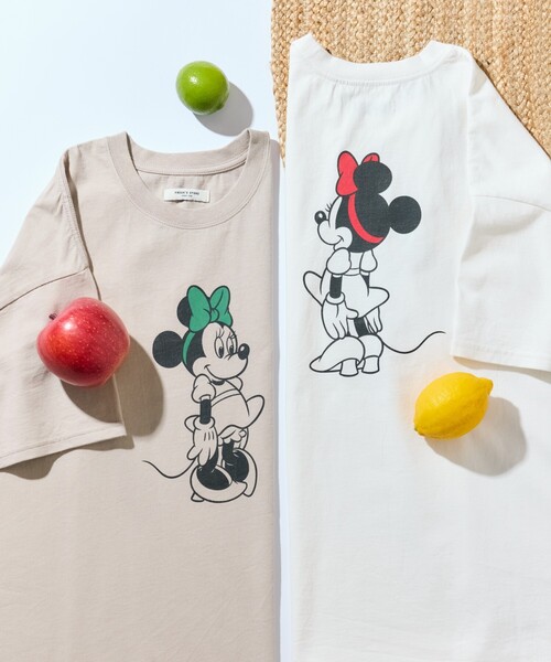 FREAK'S STORE（フリークスストア）の「限定展開　別注/Minnie Mouse/ミニーマウス　半袖 Tシャツ（Tシャツ/カットソー・レディース・オレンジ/オフホワイト/スミクロ/ライトベージュ・LARGE/SMALL/MEDIUM）」の10枚目の写真