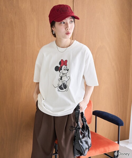 FREAK'S STORE（フリークスストア）の「限定展開　別注/Minnie Mouse/ミニーマウス　半袖 Tシャツ（Tシャツ/カットソー・レディース・オレンジ/オフホワイト/スミクロ/ライトベージュ・LARGE/SMALL/MEDIUM）」の12枚目の写真