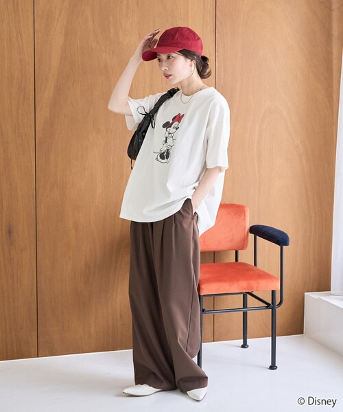 FREAK'S STORE（フリークスストア）の「限定展開　別注/Minnie Mouse/ミニーマウス　半袖 Tシャツ（Tシャツ/カットソー・レディース・オレンジ/オフホワイト/スミクロ/ライトベージュ・LARGE/SMALL/MEDIUM）」の13枚目の写真