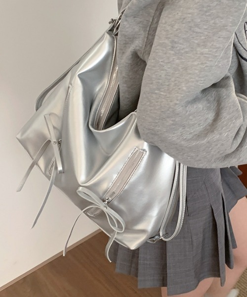 Per sist ence(パーシエンス)の「リボンジップデザイン2WAYバッグ/ショルダー&リュック(ショルダーバッグ・レディース・ブラック/ホワイト/ピンク/シルバー・FREE)」の10枚目の写真