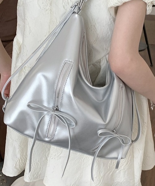 Per sist ence(パーシエンス)の「リボンジップデザイン2WAYバッグ/ショルダー&リュック(ショルダーバッグ・レディース・ブラック/ホワイト/ピンク/シルバー・FREE)」の15枚目の写真