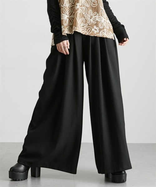 Soiunique（スワユニーク）の「落ち感素材たっぷりタックワイドパンツ ［Soiunique］（スラックス・レディース・ベージュ/グレー/ブラック・M/L/LL）」の13枚目の写真