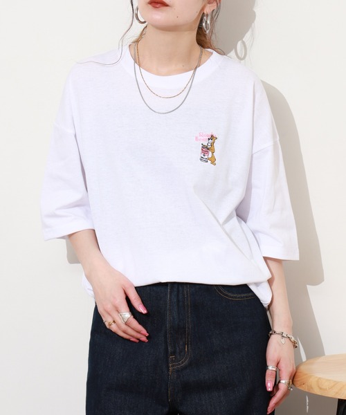 FUNALIVE(ファンアライブ)の「ワンポイント刺繍 ワイドTシャツ 吸水速乾 UVカット(Tシャツ/カットソー・メンズ・サーモンピンク/ホワイト/ミント/スミクロ/ネイビー/イエロー/ホワイト系その他2/ダークグリーン/ブルー/グレイッシュベージュ/ブラック系その他2/ブラック/ブラック系その他3/ホワイト系その他4/ブラック系その他5/ブラック系2/ブラック系4/ブラック系その他7/ホワイト系その他3/ブラック系その他4/ブラック系その他6/ブラック系1/ブラック系3/ホワイト系その他5/ブラック系5/ブラック系6/ブラック系7/ホワイト系その他6/ホワイト系その他7/ホワイト系1/グレー系1/ダークグリーン系1/ブラック系/ホワイト系2/ブラック系8/ホワイト系/ブラック系9/グレー系2/グレー系3/ホワイト系3・M/LL/L)」の12枚目の写真