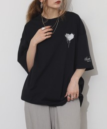 ワンポイント刺繍 ワイドTシャツ 吸水速乾 UVカット