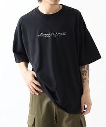 ワンポイント刺繍 ワイドTシャツ 吸水速乾 UVカット