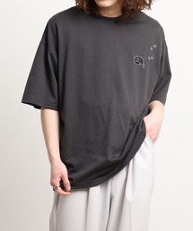 ワンポイント刺繍 ワイドTシャツ 吸水速乾 UVカット