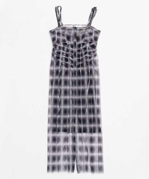 See-through Plaid Layered Dress/シースルーチェックレイヤー