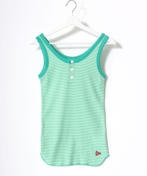 Healthknit（ヘルスニット）の「Healthknit（ヘルスニット）ボーダーワッフルサーマル ヘンリーネックタンクトップ レディース（タンクトップ・レディース・ブラウン/グリーン/ブルー・M）」の20枚目の写真