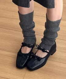 スクエアトゥribbonパンプス