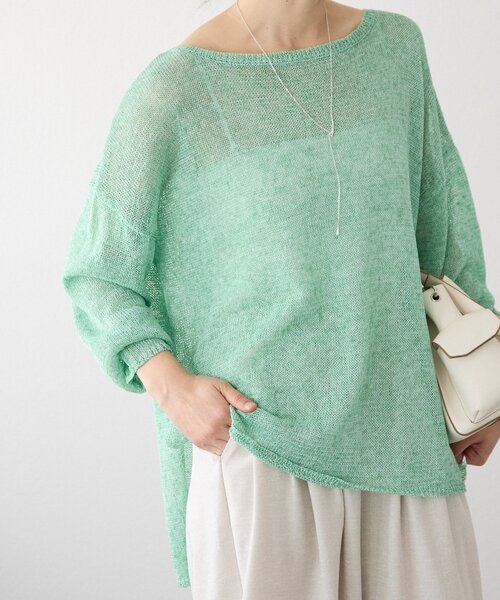 RIVE DROITE（リヴドロワ）の「メランジルーズニット（ニット/セーター・レディース・ブラック/サックスブルー/モカ/グレー/ライトグレー/グリーン/ベージュ・FREE）」の6枚目の写真