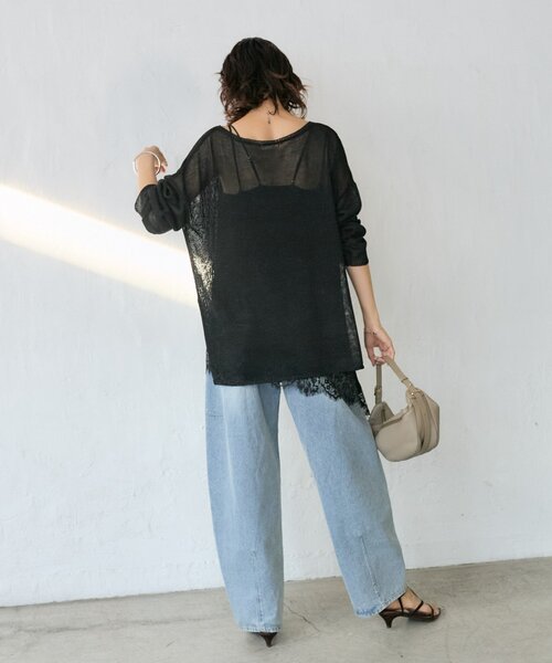 RIVE DROITE(リヴドロワ)の「メランジルーズニット(ニット/セーター・レディース・ブラック/サックスブルー/モカ/グレー・FREE)」の7枚目の写真